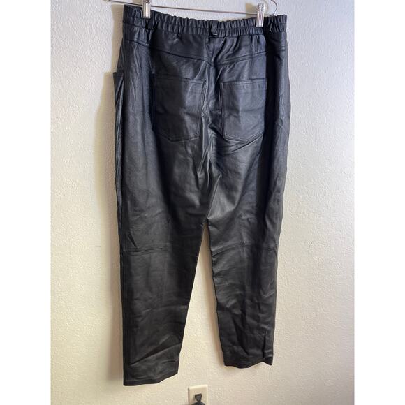 Vintage 100% Real Leather VENEZIA High Waist Straight Leg Pants ~MOTO SIZE 14/HO - Picture 4 of 10